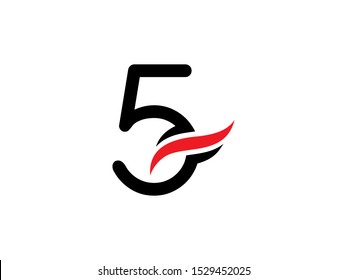 Number 5 logo or symbol template design