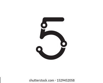 Number 5 logo or symbol template design