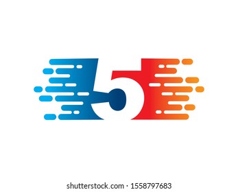 Number 5 logo or symbol template design