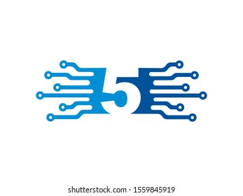 Number 5 logo or symbol template design
