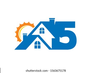 Number 5 logo or symbol template design