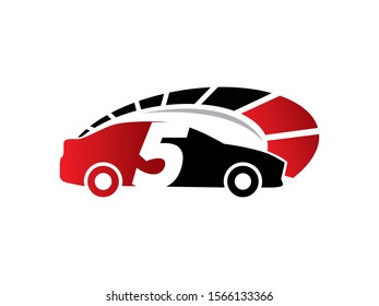 Number 5 logo or symbol template design