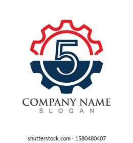 Number 5 logo or symbol template design creative