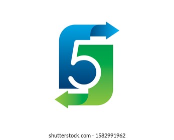 Number 5 logo or symbol template design