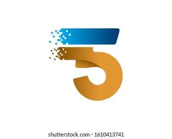 Number 5 logo or symbol template design