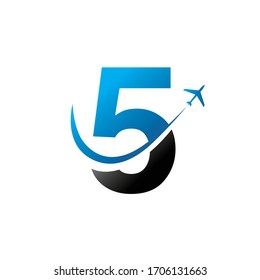 Number 5 logo or symbol template design