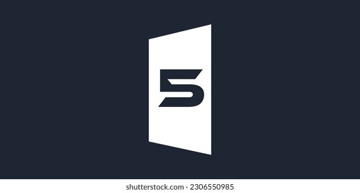 Number 5  logo with unique Shape premium vector editable content free