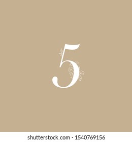 Number 5 logo vector design template with floral element. Feminine and classy style vector design perfect for company logo,wall art print,business sign,branding and identity,etc.