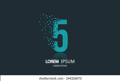 Number 5 Logo. Vector Logotype Design.