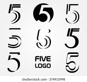 Number 5 logo.Vector logo design.