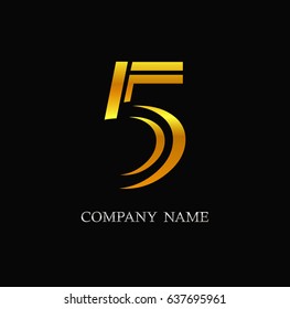 Number 5 logo.Vector logo template.