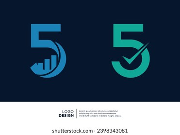 Number 5 marketing, finance, investment and business logo design.