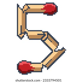 Number 5 matchstick font design in vector illustration