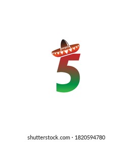 Number 5 Mexican hat concept design illustration