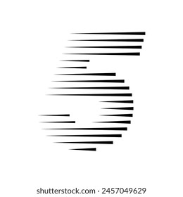 Number 5 Modern Logo with Geometric Horizontal Speed Line Pattern