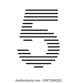 Número 5 Logo Icon Líneas de franja Horizontal geométrica