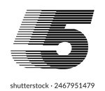 Number 5 Modern Logo with Horizontal Speed Line Pattern