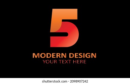 Number 5 modern shape abstract monogram vector logo template