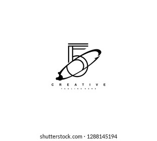 Number 5 Monoline Linear Rounded Swoosh Arrow Logo Design