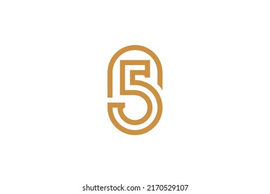 Number 5 Monoline Logo Vector