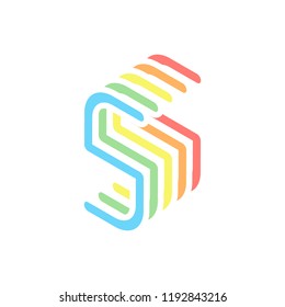 Number 5, numeral, fifth. Stack of colorful isometric icons on white background