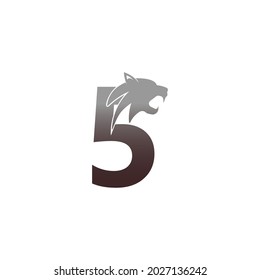 Number 5 with panther head icon logo vector template