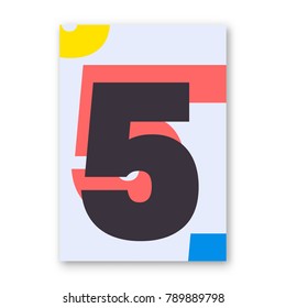 Number 5 poster. Cover design for magazine, printing products, flyer, presentation, brochure or booklet. Vector illustration