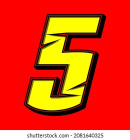 Number 5 race icon vector. Simple racing number. Flat design, Editable. Vector Illustration EPS 10