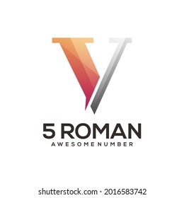 Number 5 Roman logo Colorful Gradient Icon