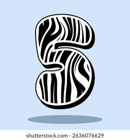 The number 5 in the shape of zebra pattern