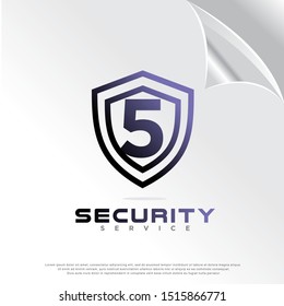 number 5 shield icon, modern template logo design