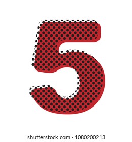 Number 5 sign design template element. Vector. Brown icon with shifted black circle pattern as duplicate at white background. Isolated.