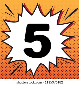 Number 5 sign design template element. Vector. Comics style icon on pop-art background.