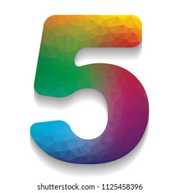 Number 5 sign design template element. Vector. Colorful icon with bright texture of mosaic with soft shadow on white background. Isolated.