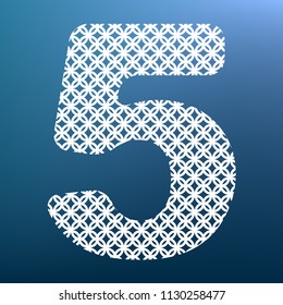 Number 5 sign design template element. Vector. White textured icon at lapis lazuli gradient background.