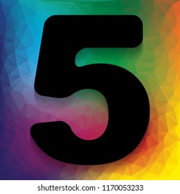 Number 5 sign design template element. Vector. Flat style black icon on white.