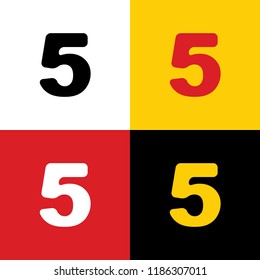 Number 5 sign design template element. Vector. Icons of german flag on corresponding colors as background.