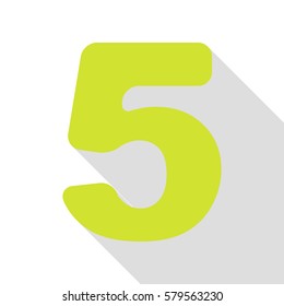 Number 5 sign design template element. Pear icon with flat style shadow path.