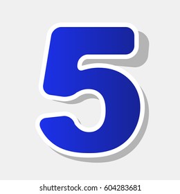 Number 5 sign design template element. Vector. New year bluish icon with outside stroke and gray shadow on light gray background.