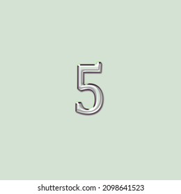 Nummer 5 Silber 3d auf grauem Hintergrund. Vektorgrafik.