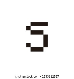 Número 5 cuadrados, símbolo geométrico cuadrado simple vector de logotipo