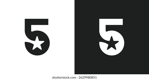 Número 5 Estrellas Diseño de Logo