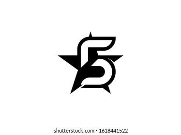 Number 5 Star Minimalist Logo