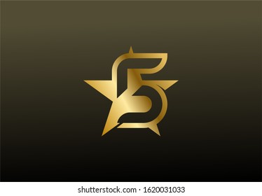 Number 5 Star Minimalist Logo