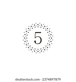 Number 5 stars figure geometric symbol simple logo vector