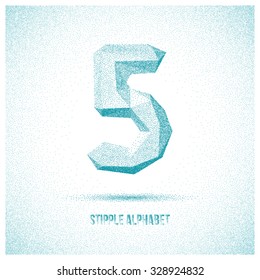 Number 5 from Stipple Alphabet - Typeface Numbers Made From Little Dots - Infographic, Webdesign or Advertising Element - Vector Illustration