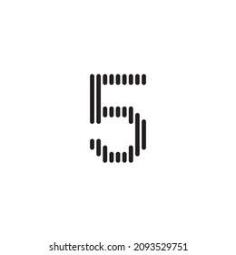 number 5 stripes simple symbol logo vector