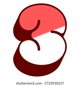 Número 5 ilustración estilizada de una forma abstracta en rojo y blanco con una forma curva distintiva y líneas en negrita3