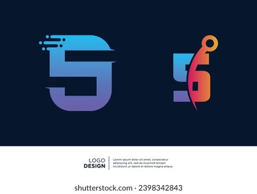 Number 5 tech logo design inspiration.