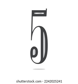 number 5 vector design isolated white background.